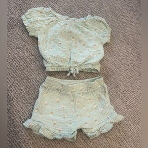 Soft Mint Floral Two-Piece Set - Girls